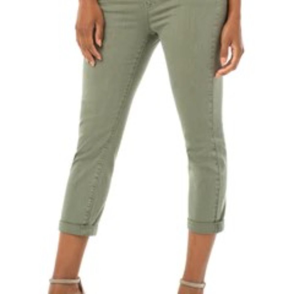 Liverpool Chloe cropped rolled cuff high performance denim jeans Sanguaro Palm